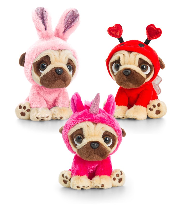 Keel Toys Pugsley 14cm Unicorn Pug Dog 2 Designs Cuddly Soft Toy Teddy New Gift 